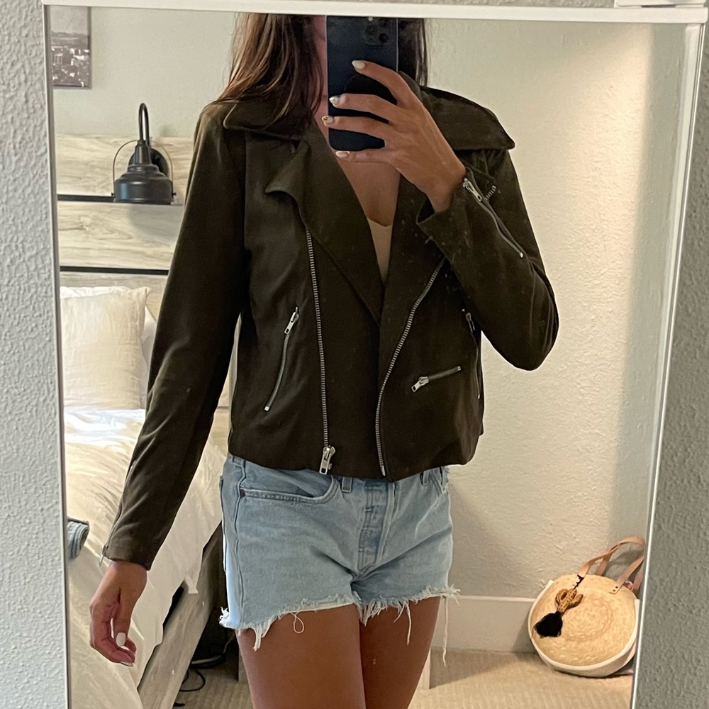Olivaceous suede jacket - olive